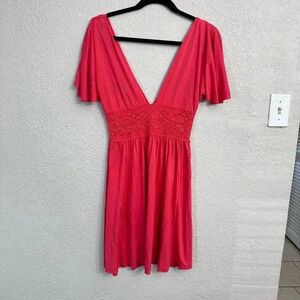 Vintage 90s Baby Phat Red Babydoll Dress Lace Waist XS